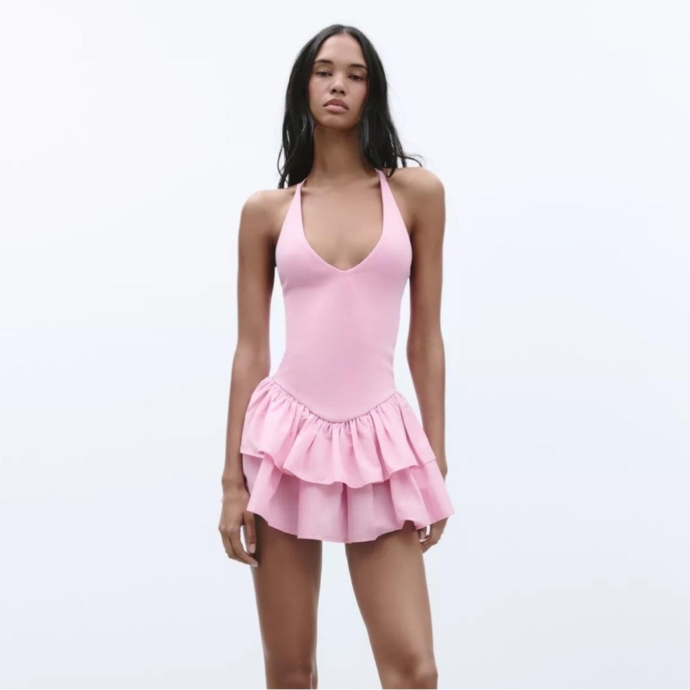 Zara Pink Ruffled Dress